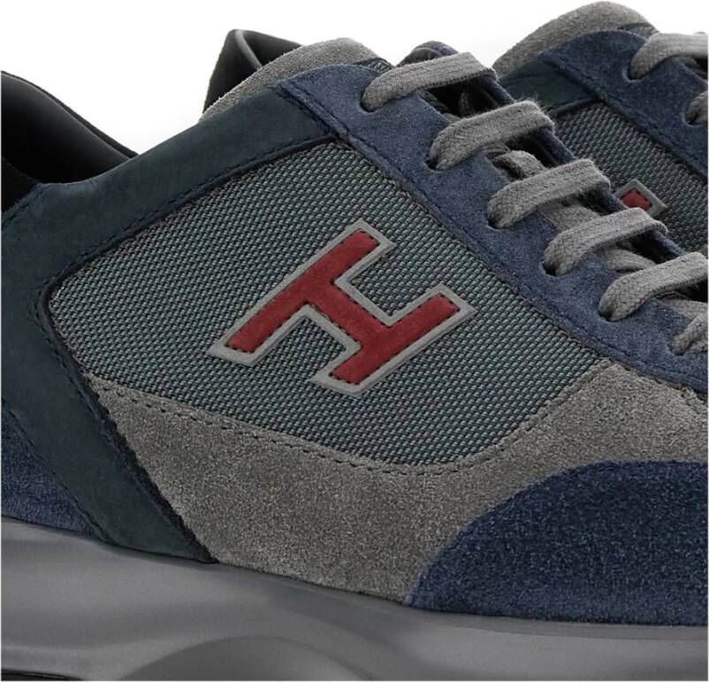 Hogan Blauwe Interactieve Sneakers Suède Stof Details Blue Heren