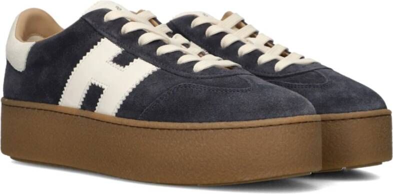 Hogan Blauwe Lage Top Veterschoenen