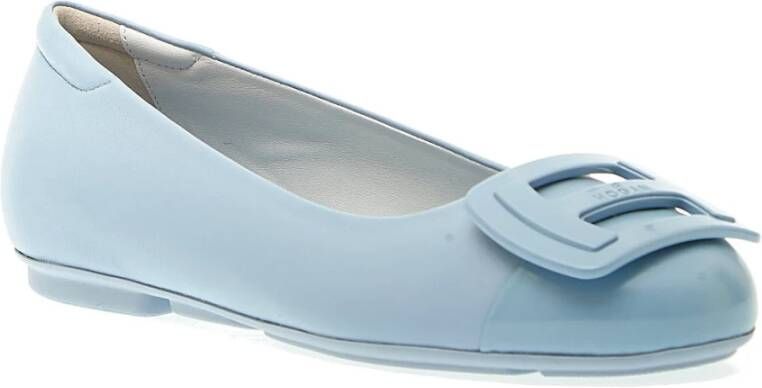 Hogan Blauwe Leren Ballerina Schoenen Blue Dames