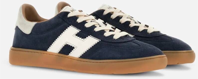 Hogan Blauwe Lederen Cool Sneakers Blue Heren