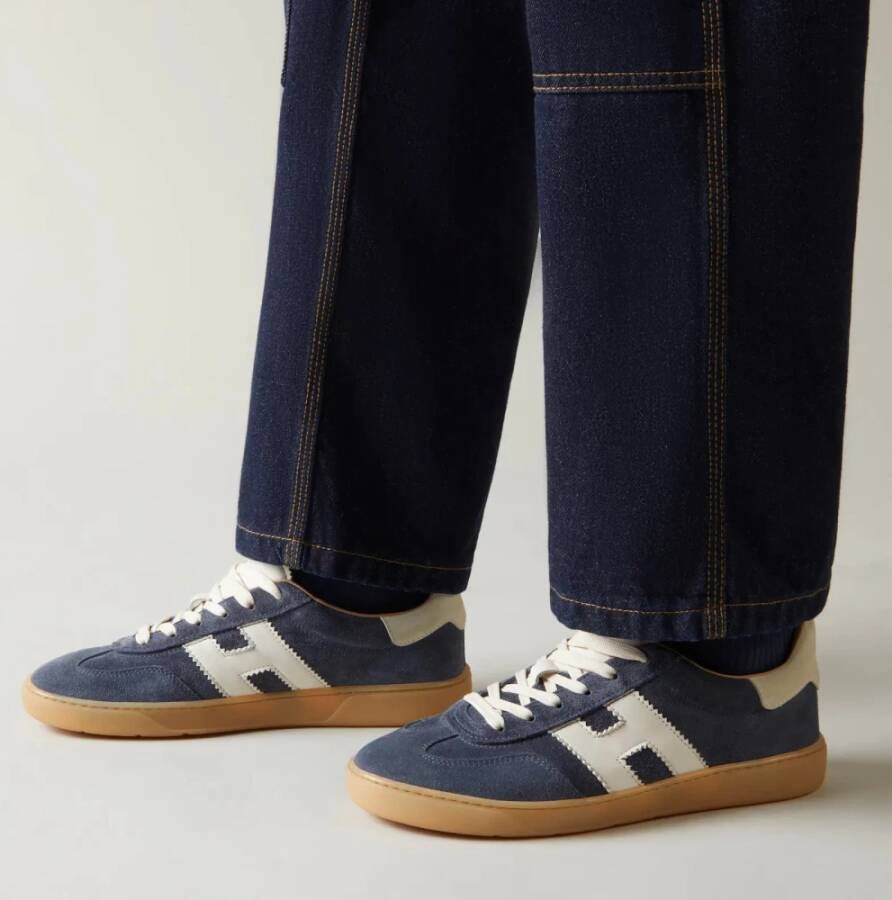 Hogan Blauwe Lederen Cool Sneakers Blue Heren