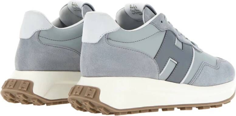 Hogan Blauwe leren en suède sneakers