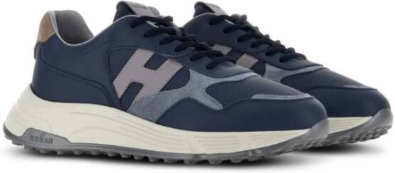 Hogan Blauwe Leren Panel Sneakers Blue Heren