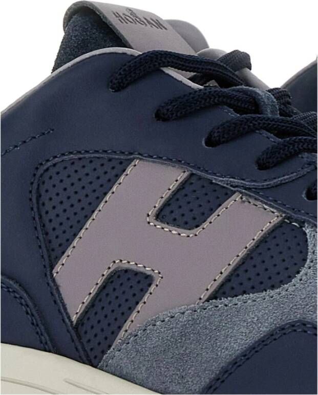 Hogan Blauwe Leren Panel Sneakers Blue Heren