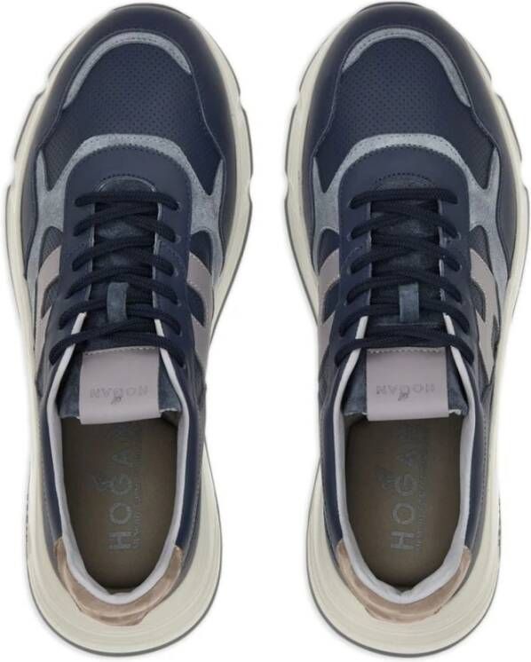 Hogan Blauwe Leren Panel Sneakers Blue Heren