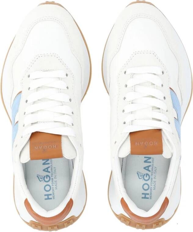 Hogan Blauwe leren sneakers met witte details White Dames