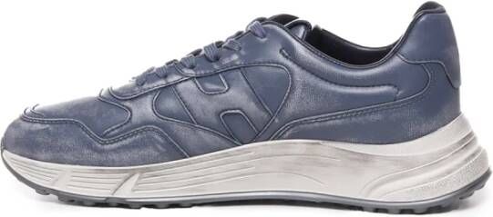 Hogan Blauwe Leren Vintage Sneakers Blue Heren
