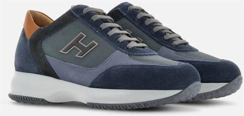 Hogan Blauwe Suède Interactieve Sneakers Blue Heren