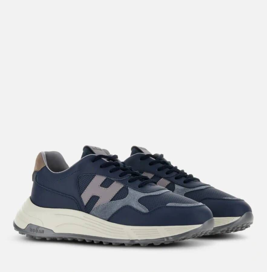 Hogan Blauwe Suède Leren Sneakers Blue Heren