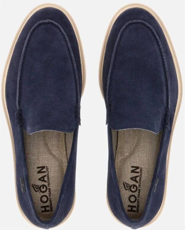 Hogan Blauwe Suède Loafer Schoenen Blue Heren