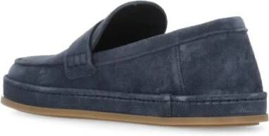Hogan Blauwe Suède Loafers Ronde Neus Blue Heren