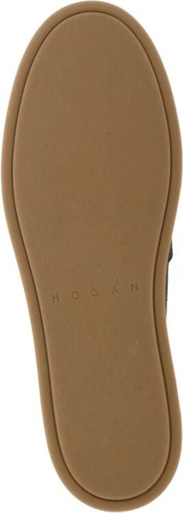 Hogan Blauwe Suède Loafers Ronde Neus Blue Heren