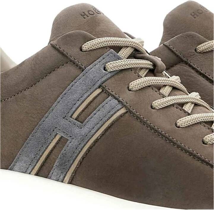 Hogan Blauwe Suède Sneakers met Grijze H-Detail Brown Heren