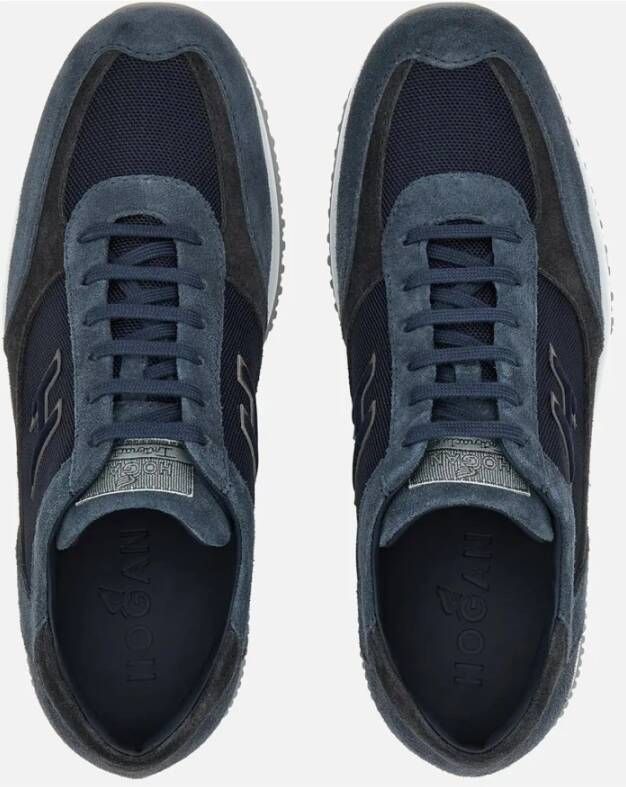 Hogan Blauwe Suède Sneakers met Textuur Inzetstukken Blue Heren