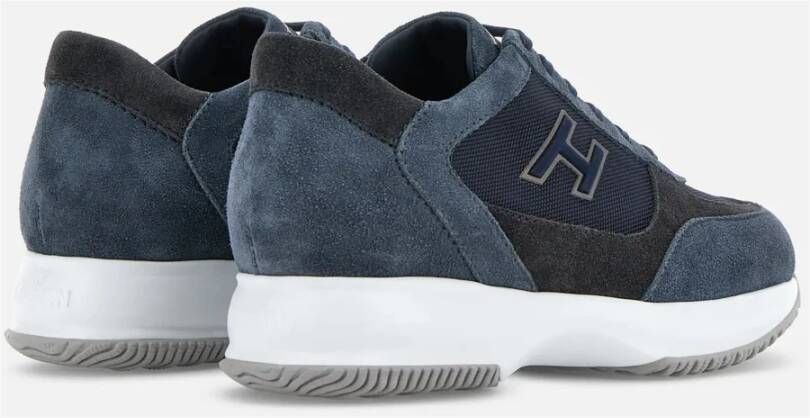 Hogan Blauwe Suède Sneakers met Textuur Inzetstukken Blue Heren