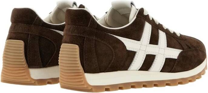 Hogan Blauwe suède sneakers met witte leren inzetstukken