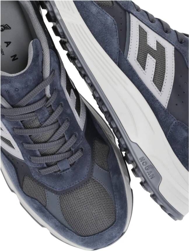 Hogan Blauwe Suède Sneakers Ronde Neus