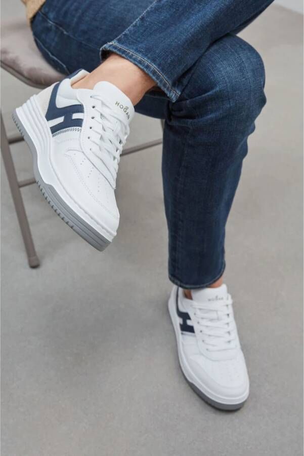Hogan Blauwe Suède Sneakers White Heren