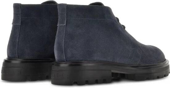 Hogan Blauwe Veterschoenen met Platte Zool