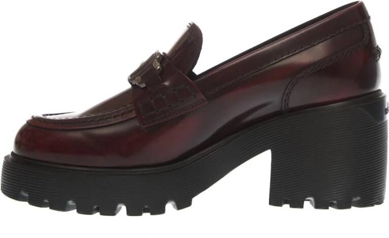 Hogan Bordeaux Leren Loafers Aw23 Brown Dames
