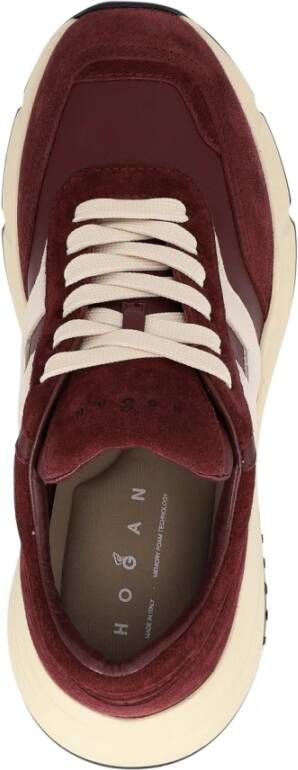 Hogan Bordeaux Suède en Leren Hi-Fi Sneakers