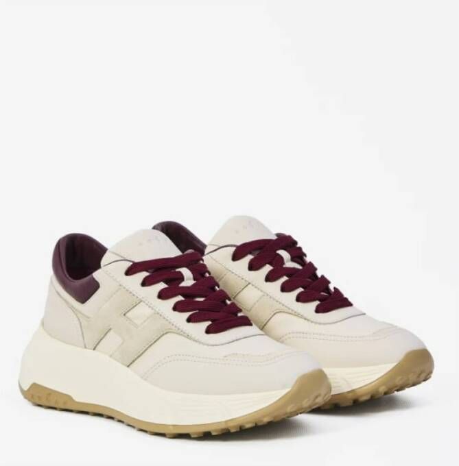 Hogan Bordeaux Wit Nappa Sneakers Memory Foam