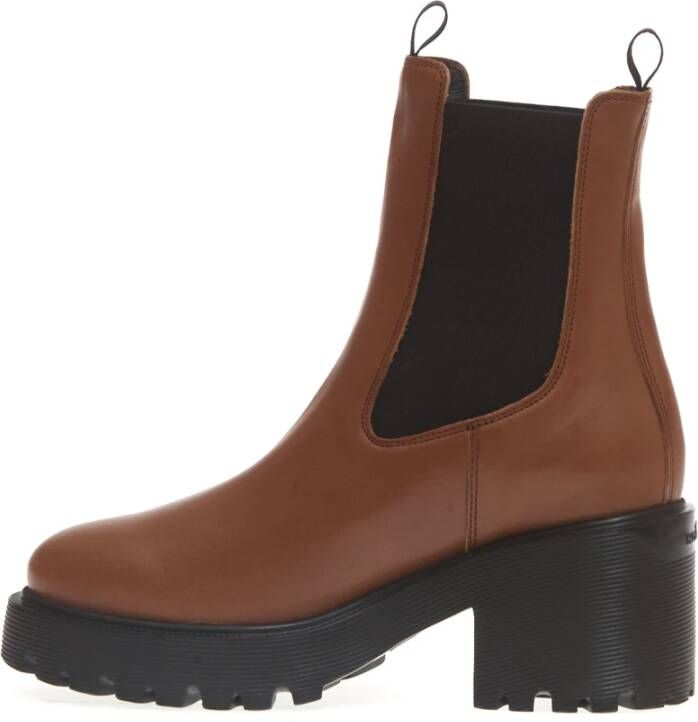 Hogan Bruine leren enkellaarzen Aw23
