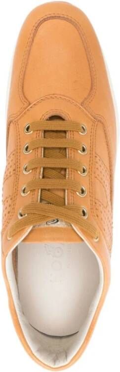 Hogan Bruine Leren Sneakers Amandel Teen