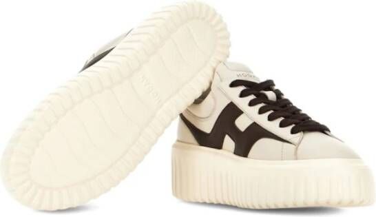 Hogan Bruine leren sneakers met H-strepen