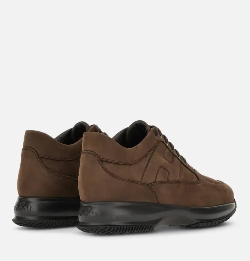 Hogan Bruine Nubuck Sneakers met Gewatteerde H