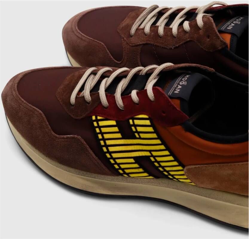 Hogan Bruine Retro Sneaker met Lichtgewicht Grip Bruin Heren