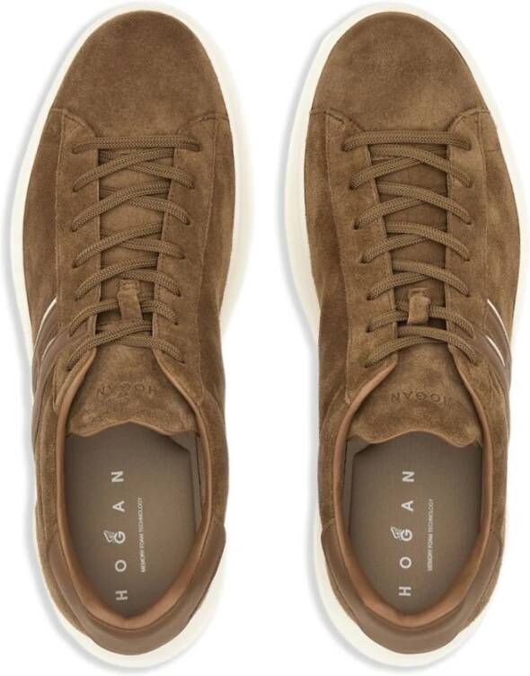 Hogan Bruine Sneakers Geheugenschuim Rubberen Zool