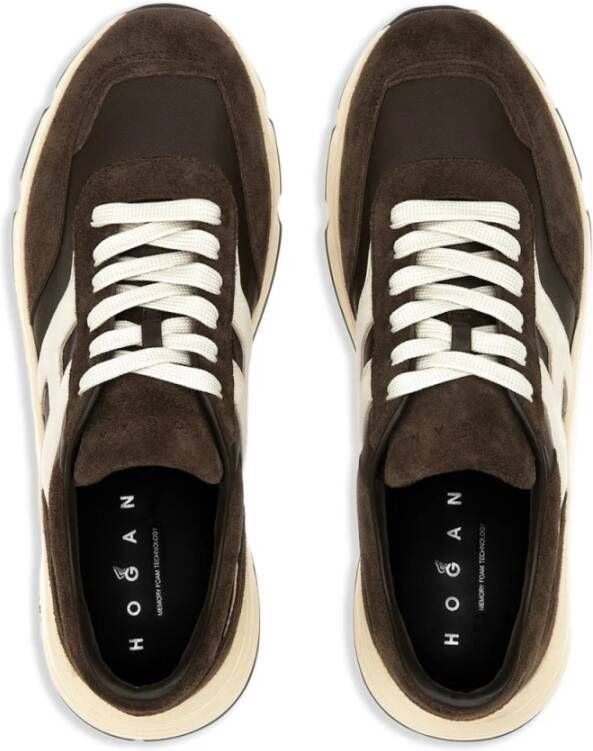 Hogan Bruine Sneakers Geheugenschuim Rubberen Zool