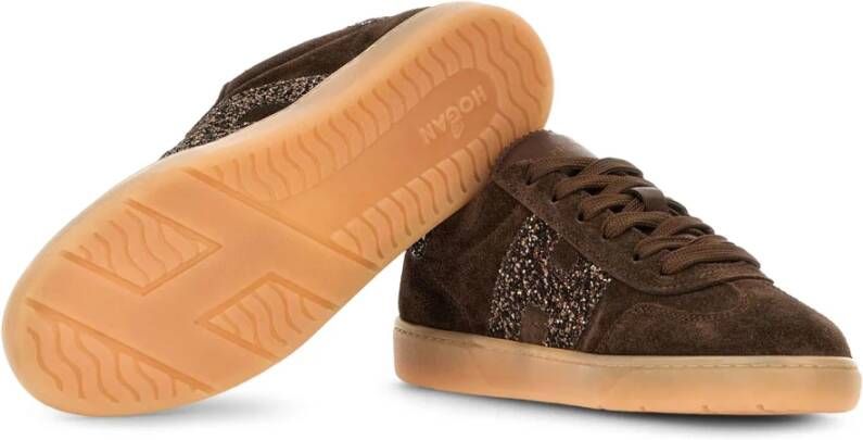 Hogan Bruine Sneakers met Glitterdetail