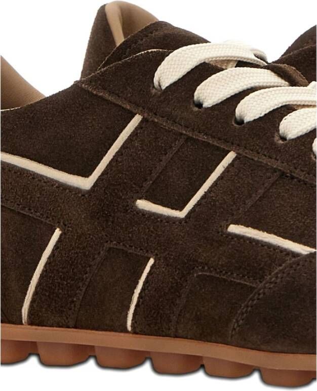 Hogan Bruine Sneakers met Logo Panelen