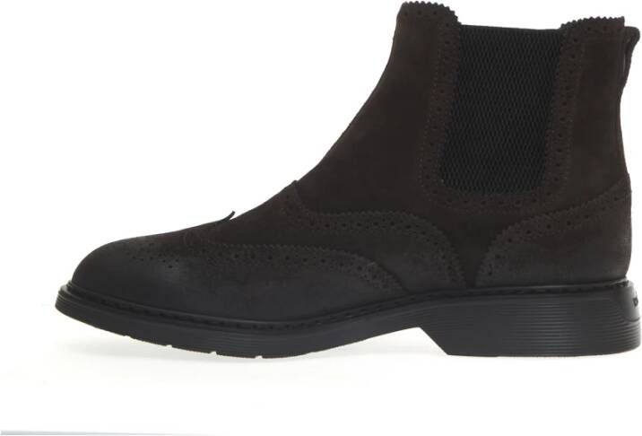 Hogan Bruine Suède Brogue Enkellaars
