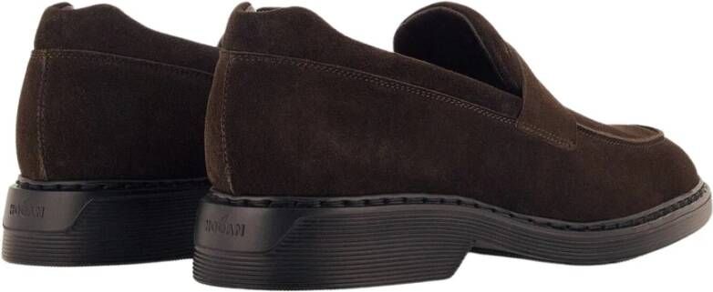 Hogan Bruine Suède Loafers Elegante Stijl