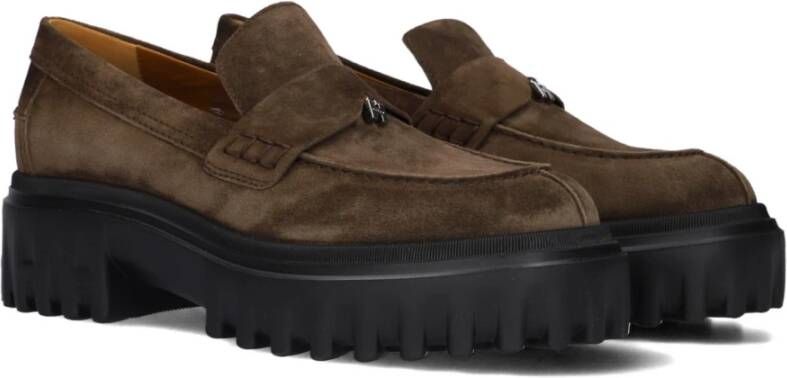 Hogan Bruine Suède Loafers voor Dames
