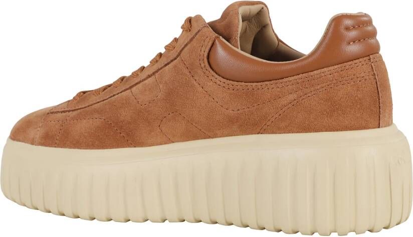 Hogan Bruine Suède Sneakers met H Strepen
