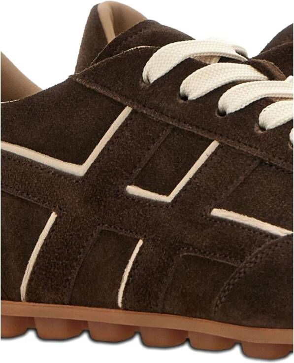 Hogan Bruine Veterschoenen met Logopanelen