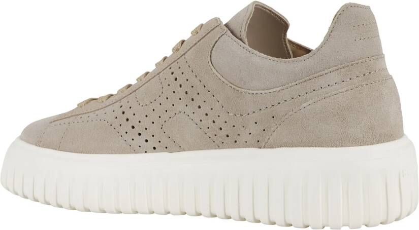Hogan Bruine Veterschoenen met Zichtbare Stiksels