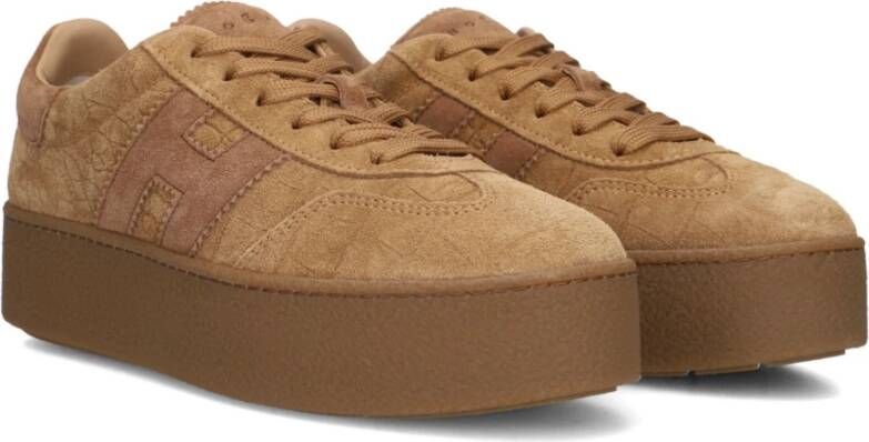 Hogan Casual Camel Suède Veterschoenen