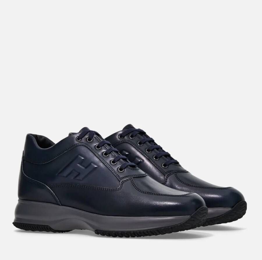 Hogan Casual Leren Sneakers met H-Detail Blue Heren