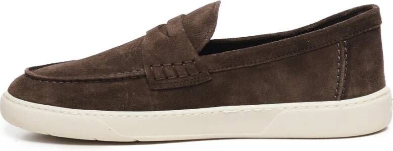 Hogan Chocolade suède loafers met rubberen zool
