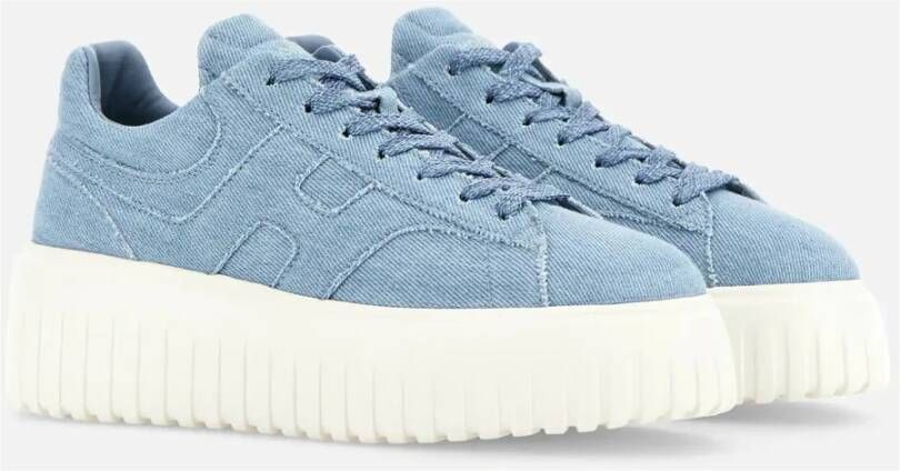 Hogan Clear Blue H-Stripes Denim Sneakers Blue Dames