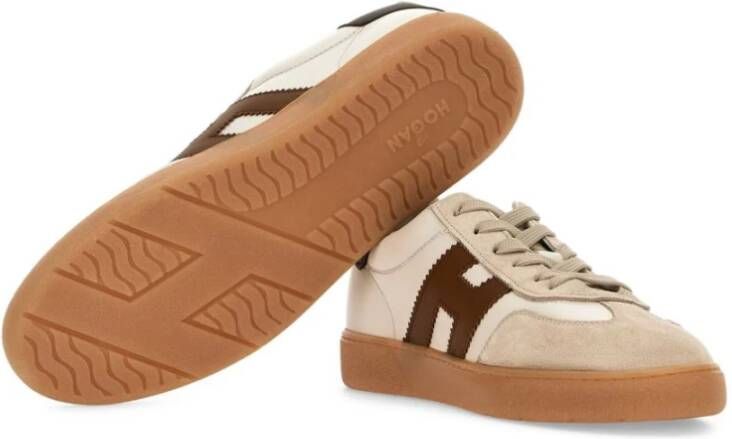 Hogan Coole Leren Sneakers in Ivoor