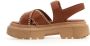 Hogan Cuoio Sandalen Gekruist Leer Cognac Brown Dames - Thumbnail 3