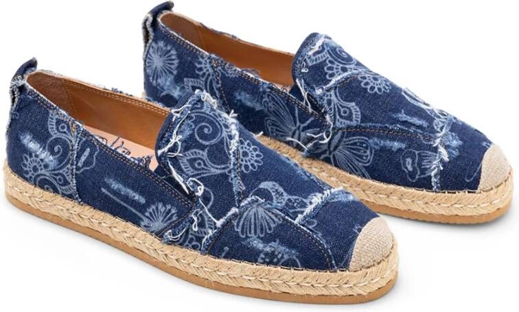 Hogan Denim Floral Print Espadrilles