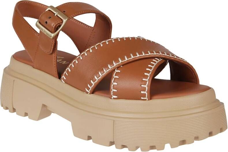 Hogan Donkerbruine H644 Sandalen Brown Dames