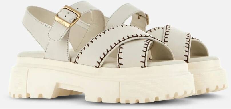 Hogan Flat Sandals Beige Dames